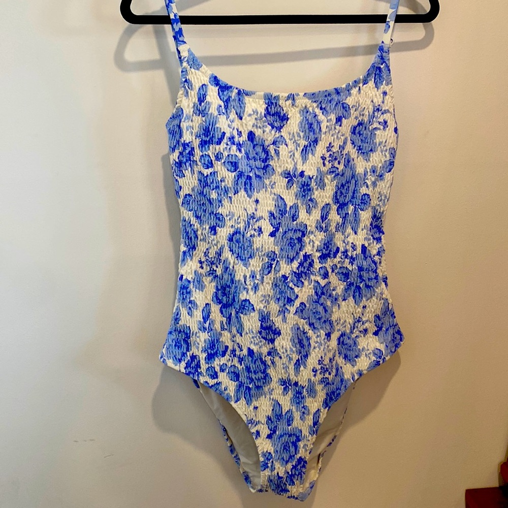 Aerie smocked tie back one piece swimsuit